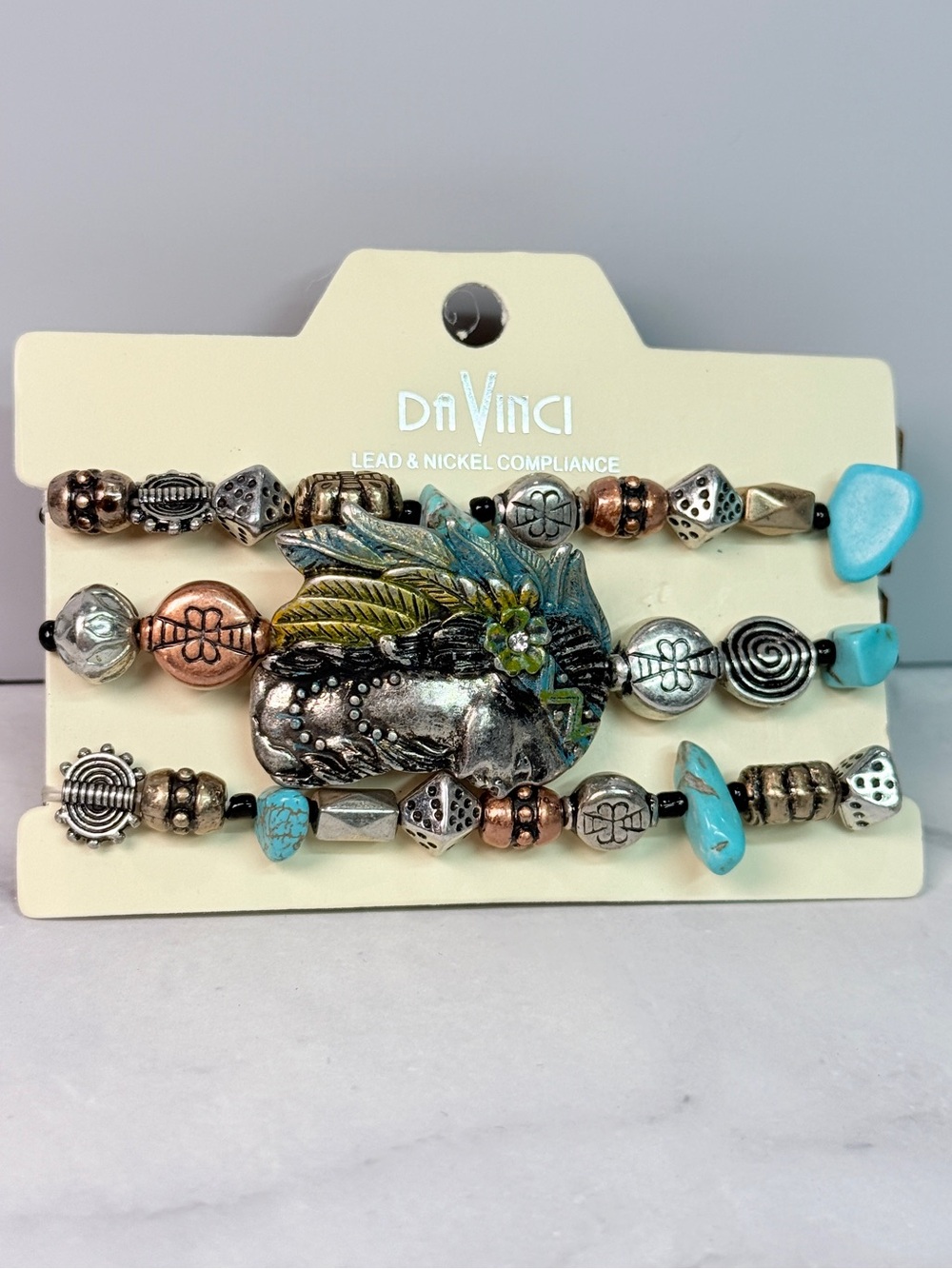 🚨3 for $15🚨 DaVinci Stone & Mixed Metal Beaded Bracelet Set of 3